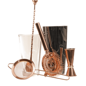 Cocktail Making Kit - Metallic black with rose gold accessories